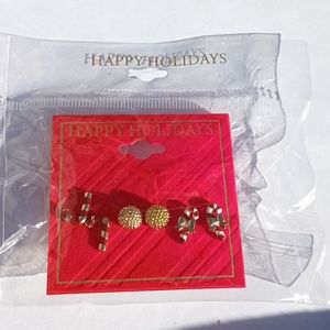 Chrismas Candy cane earrings|  Holiday golden earrings women's jewelry new